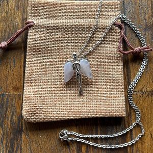 Rose Quartz Angel Necklace Rose Quartz Pendant Mothers Day Necklace Gift